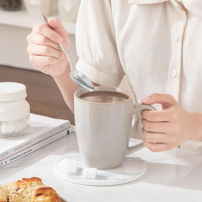 vancasso PLAYA Ceramic Coffee Mug Set of 6, 16 Oz Tea Cups with Handle for Latte, Tea, Cappuccino, Milk, Cocoa, Microwave&Dishwasher Safe, White