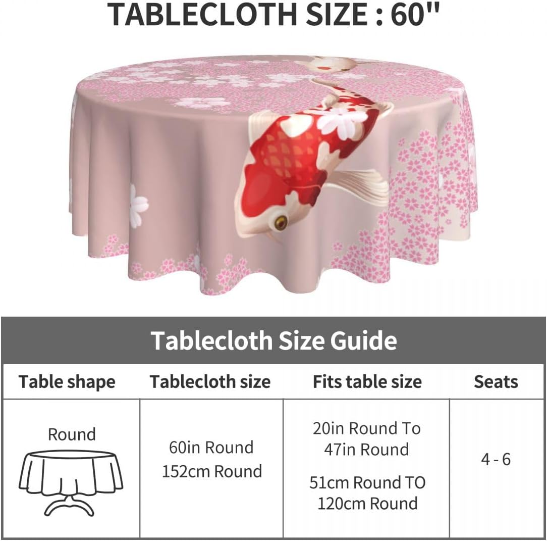 Cherry Blossom Tablecloth, Pink Floral Watercolor Japanese Asian Style Farmhouse Water Resisitant Wipeable Table Cover for Dining Kitchen Living Room Home Party Holiday Decor 36 inch Round