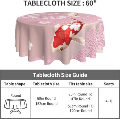 Cherry Blossom Tablecloth, Pink Floral Watercolor Japanese Asian Style Farmhouse Water Resisitant Wipeable Table Cover for Dining Kitchen Living Room Home Party Holiday Decor 36 inch Round