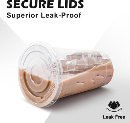 100 Pack 20 oz Plastic Cups with Lids and Straws Sturdy Food Safe Iced Clear Coffee Cups Disposable Smoothie Cups for Cold Drinks