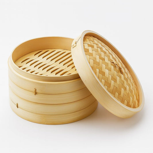JapanBargain 2223, Large Chinese Bamboo Steamer Steaming Basket for Vegetable Seafood Dim Sum Dumpling Bun Egg , 10-inch