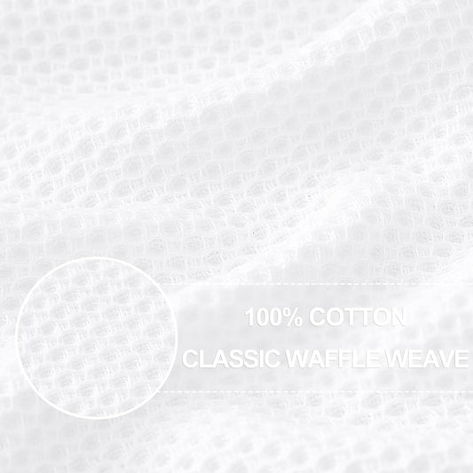 Homaxy 100% Cotton Waffle Weave Kitchen Dish Towels, Ultra Soft Absorbent Quick Drying Cleaning Towel, 20x28 Inches, 8-Pack, White