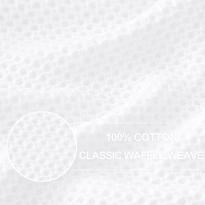 Homaxy 100% Cotton Waffle Weave Kitchen Dish Towels, Ultra Soft Absorbent Quick Drying Cleaning Towel, 20x28 Inches, 6-Pack, White