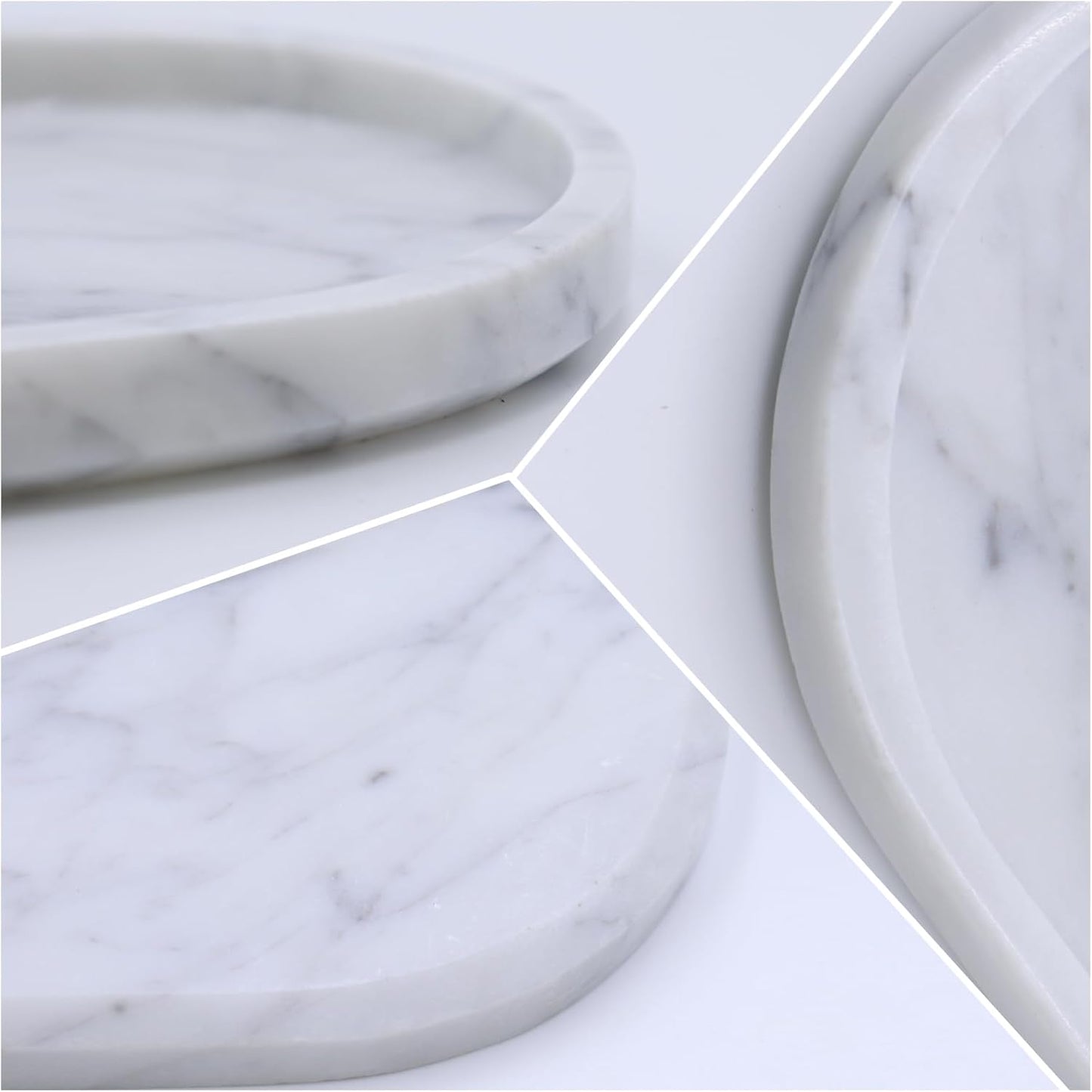 OOBOOB Oval Natural Marble Bathroom Tray for Decor Countertop, Marble Vanity Tray for Candles Perfume, Jewelry, Cosmetics, Elegant Vanity Organizer for Jewelry, Perfume