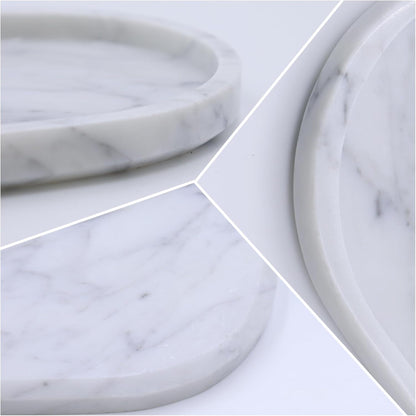 OOBOOB Oval Natural Marble Bathroom Tray for Decor Countertop, Marble Vanity Tray for Candles Perfume, Jewelry, Cosmetics, Elegant Vanity Organizer for Jewelry, Perfume