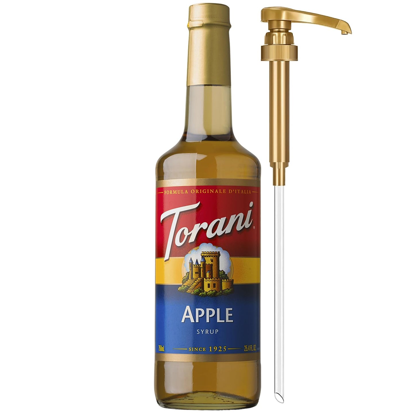 Torani Apple Syrup for Drinks, Flavoring for Iced Tea, Lemonade, Sodas, and Cocktails, Glass Bottle with Pump Included, 25.4 Fl Oz