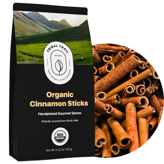 Tribal Trail Organic Ceylon Cinnamon Sticks | 2.12 oz | USDA Organic & Non-GMO | Recyclable Kraft Bags | Best for Cooking, Coffee, Teas, & Bread