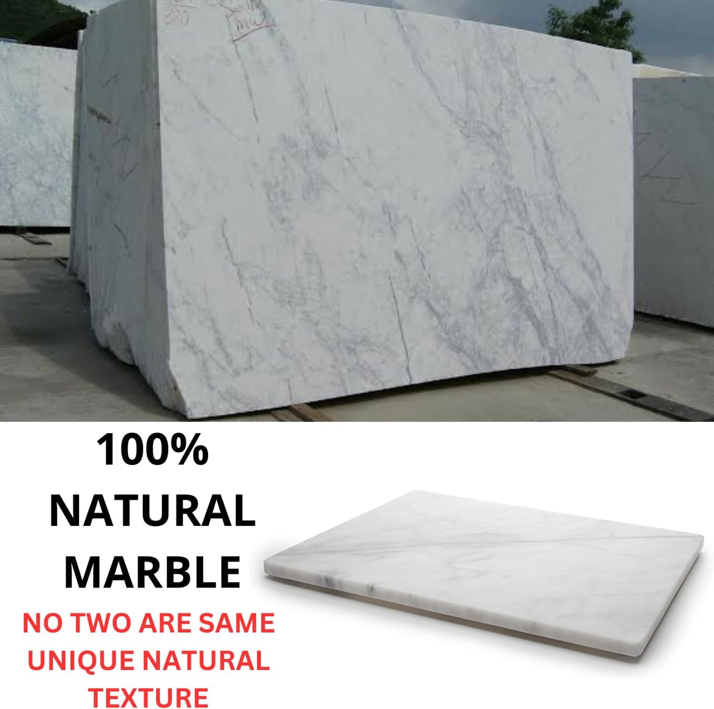 KC KULLICRAFT 8×12 Inches White Marble Cheese & Charcuterie Serving Board – Natural Marble Cutting Board & Pastry Slab with Non‑Slip Feet – Premium Stone Kitchen Tray Gift.