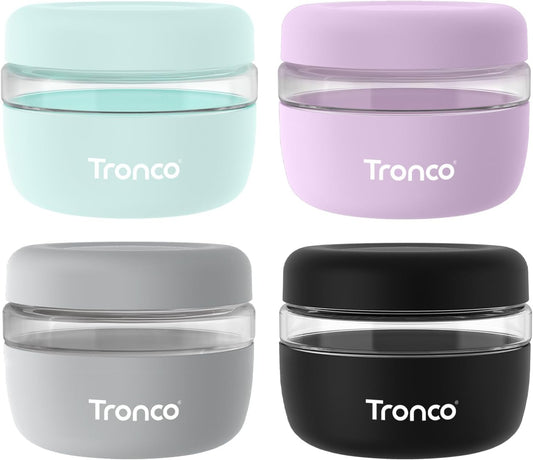 Tronco 16 oz Glass Food Storage Containers with Lids, Airtight, Leak & Spill Proof Glass Lunch Bowls for Meal Prep, Salad, Yogurt, Soup & Stew, Microwave & Dishwasher Safe, BPA-Free, Set of 4