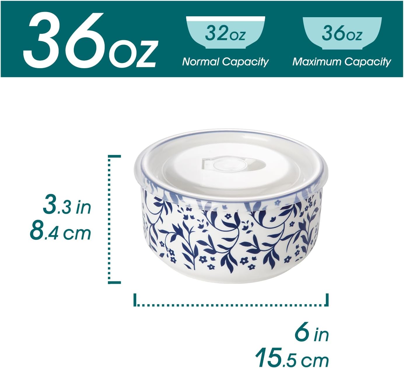 vancasso 36 Oz Ceramic Serving Bowls with Lids Set of 4, Porcelain Lunch Bowls with Lids for Food Storage, Prep Bowl for Kitchen, Microwave & Dishwasher Safe,Series SELENE