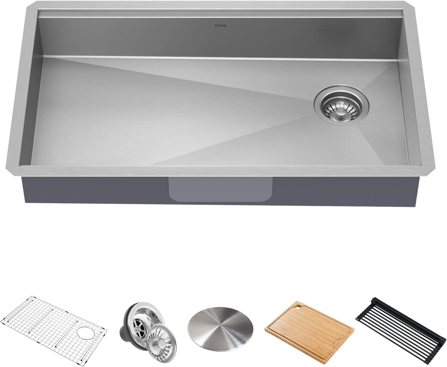 KRAUS Kore ADA Workstation 32-inch Undermount 16 Gauge Stainless Steel Kitchen Sink, Single Bowl Kitchen Sink with Accessories, KWU110-32/5.5