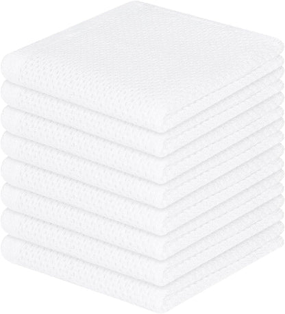 Homaxy 100% Cotton Waffle Weave Kitchen Dish Cloths, Ultra Soft Absorbent Quick Drying Dish Towels, 12 x 12 Inches, 8-Pack, White
