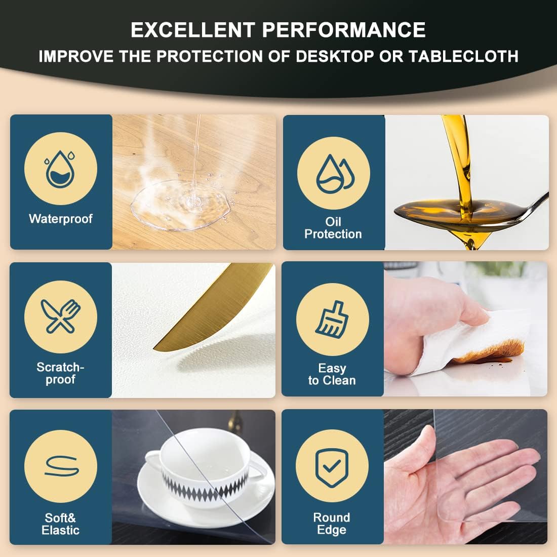 Waterproof Plastic Desk Cover Mat Crystal PVC Tablecloth Protector Clear Table Pad 1.5mm Thick 30x56 Inch Clear Desk Pad Mat for Coffee Table Writing Desk Dining Table Sofa Table Meeting Desk Non-slip