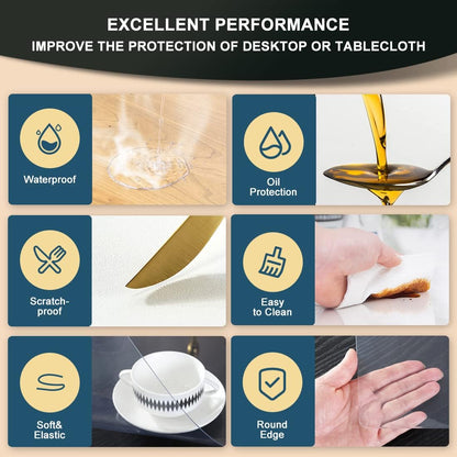 Waterproof Rectangle Vinyl 39x82 Inch Table Protector Clear Plastic PVC Table Cover Pad Office Desk Mat for Meeting Wood Coffee Glass Dining Outside Buffet Tabletop Bar Countertop Protection Durable