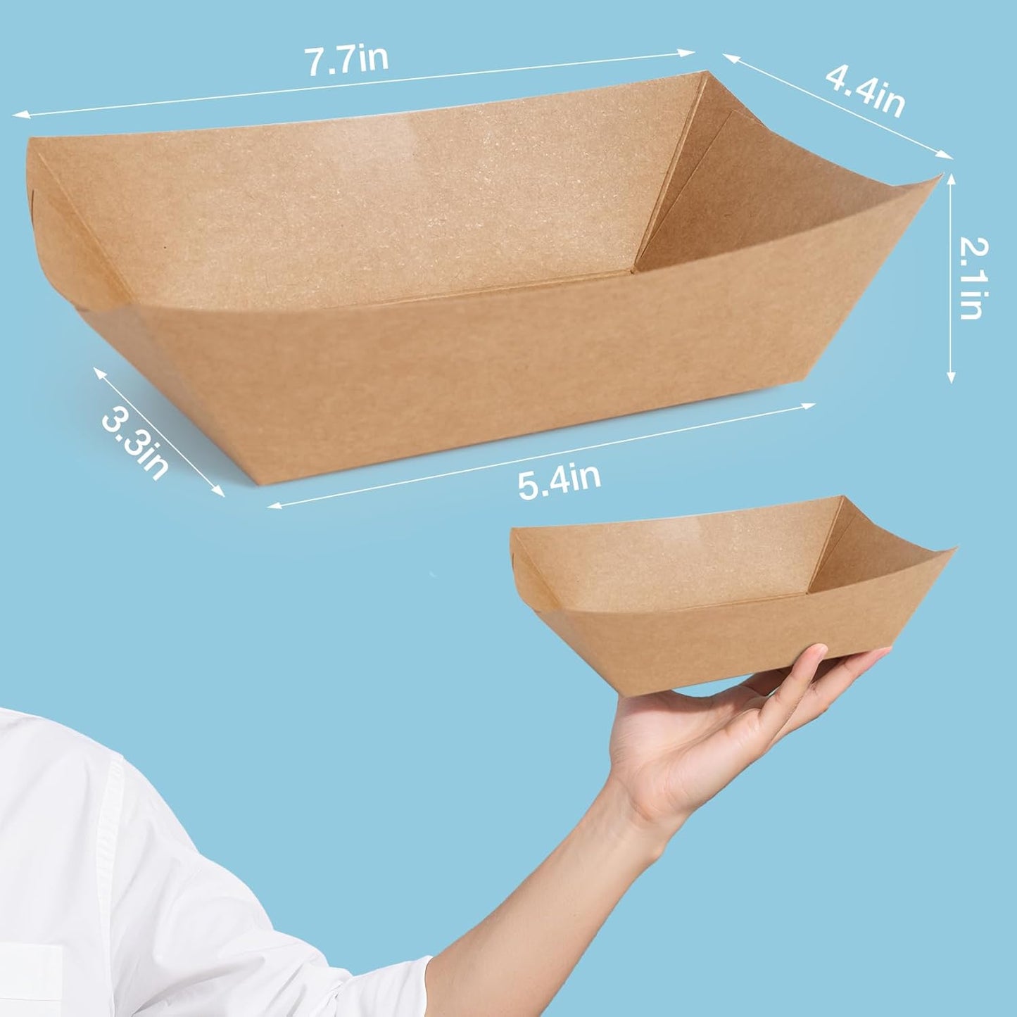 3lb Paper Food Trays, 250 Pack Disposable Paper Food Boat Serving Boats for French Fries Nachos Snack Hot Dog Taco BBQ Popcorn Bachelor Party Picnic