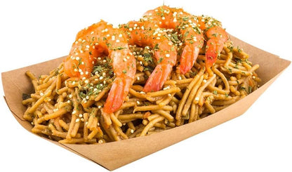 Restaurantware Bio Tek 1/2 Pound Food Boats 50 Disposable Paper Food Trays - Heavy-Duty Greaseproof Kraft Paper Food Boats For Snacks Appetizers Or Treats Use At Parties Or Carnivals