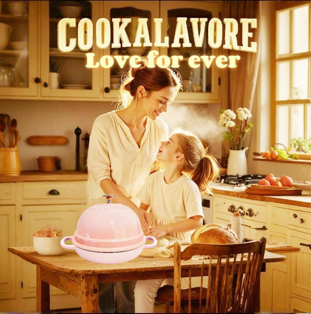 Dutch Oven for Bread Baking,6 Quart Enamel Bread Oven for Sourdough,10.5"Bread Oven with Lid,Bread Pans for Homemade Bread,Pink Thick Enamel Bread Pan-with Silicone Baking Mat&Recipe,Gifts for Family