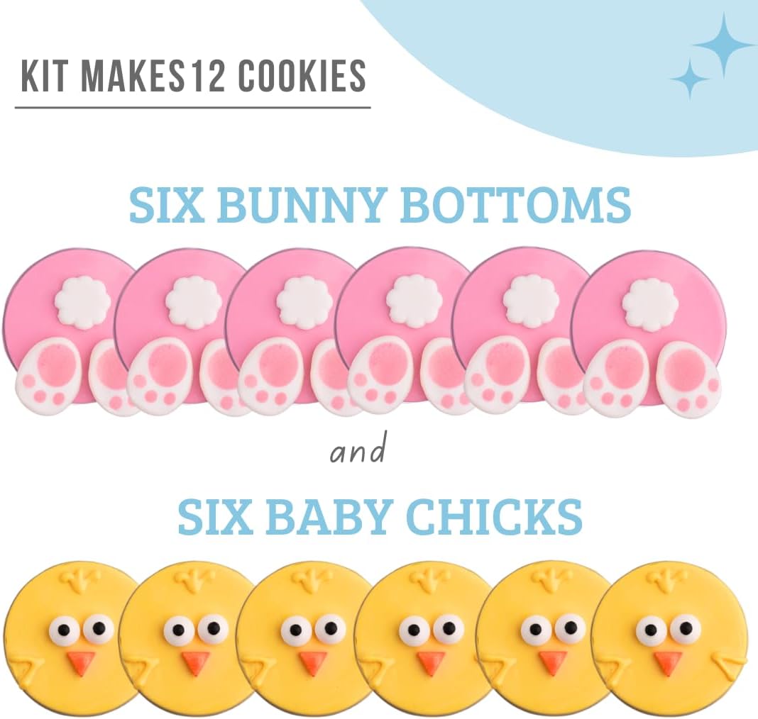 Sweets Indeed Easter Silicone Oreo Mold with Candy Sprinkles And Shapes Bunny Tails Eyes Beaks Decorates 12 cookies Perfect for baking and cookie decoarting 1.03 ounces (Easter)