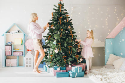 SIMISI RIBBON 24Pcs Orange Christmas Velvet Ribbon Bows Decorations Xmas Ornaments Vintage Decor for Tree, Wreath, Garland (3/8'' Width, 5 * 7 inch)