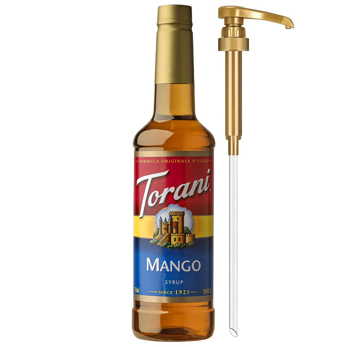 Torani Mango Syrup for Drinks, Flavoring for Iced Tea, Lemonade, and Sodas, Pump Included, 25.4 Oz