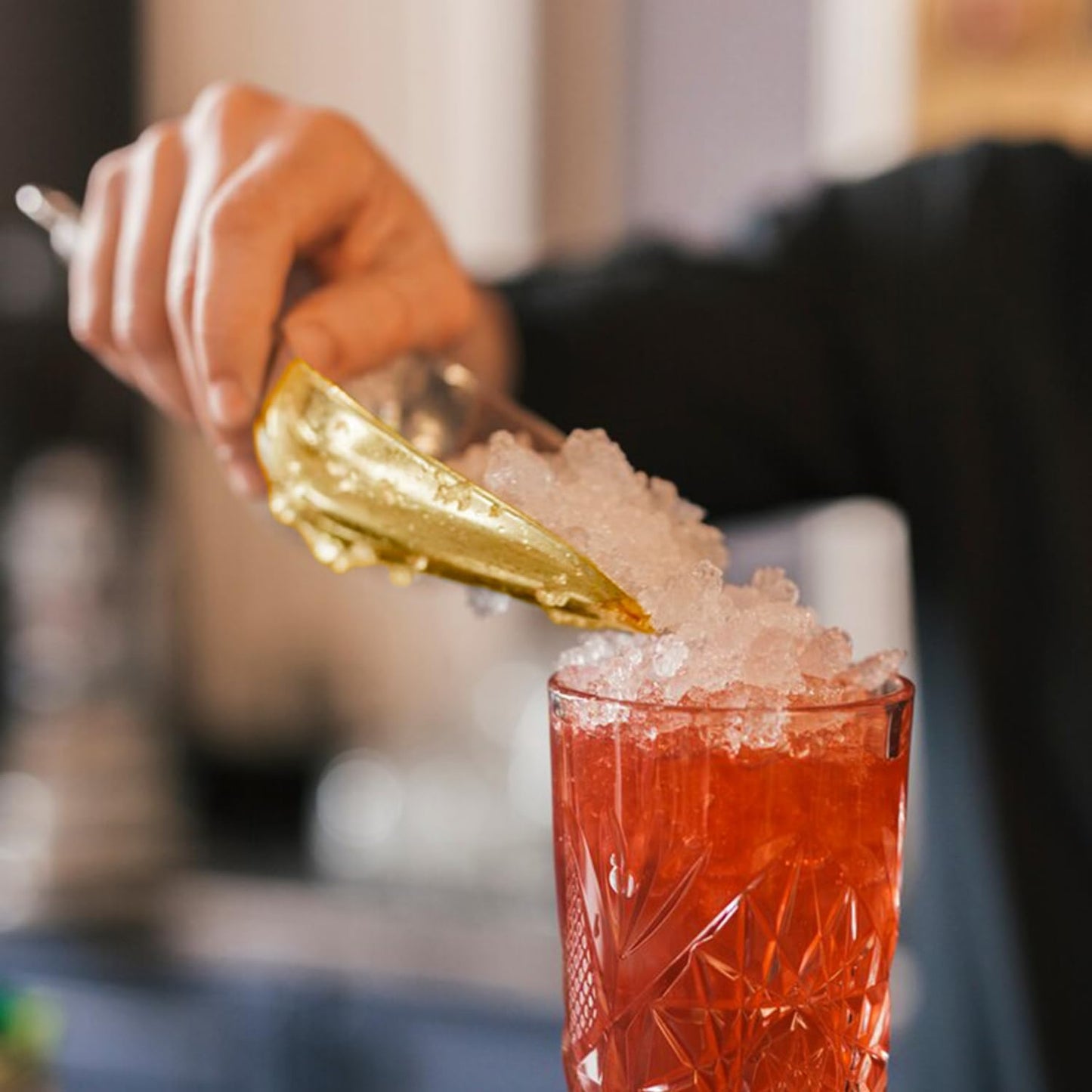 Stainless Steel Ice Scoop 6OZ Small Food Candy Scoop for Kitchen Bar Party Wedding Metal Ice Scooper for Ice Bucket Gold