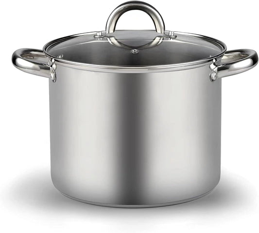 Cook N Home Stockpot with Lid, Basics Stainless Steel Soup Pot, 12-Quart