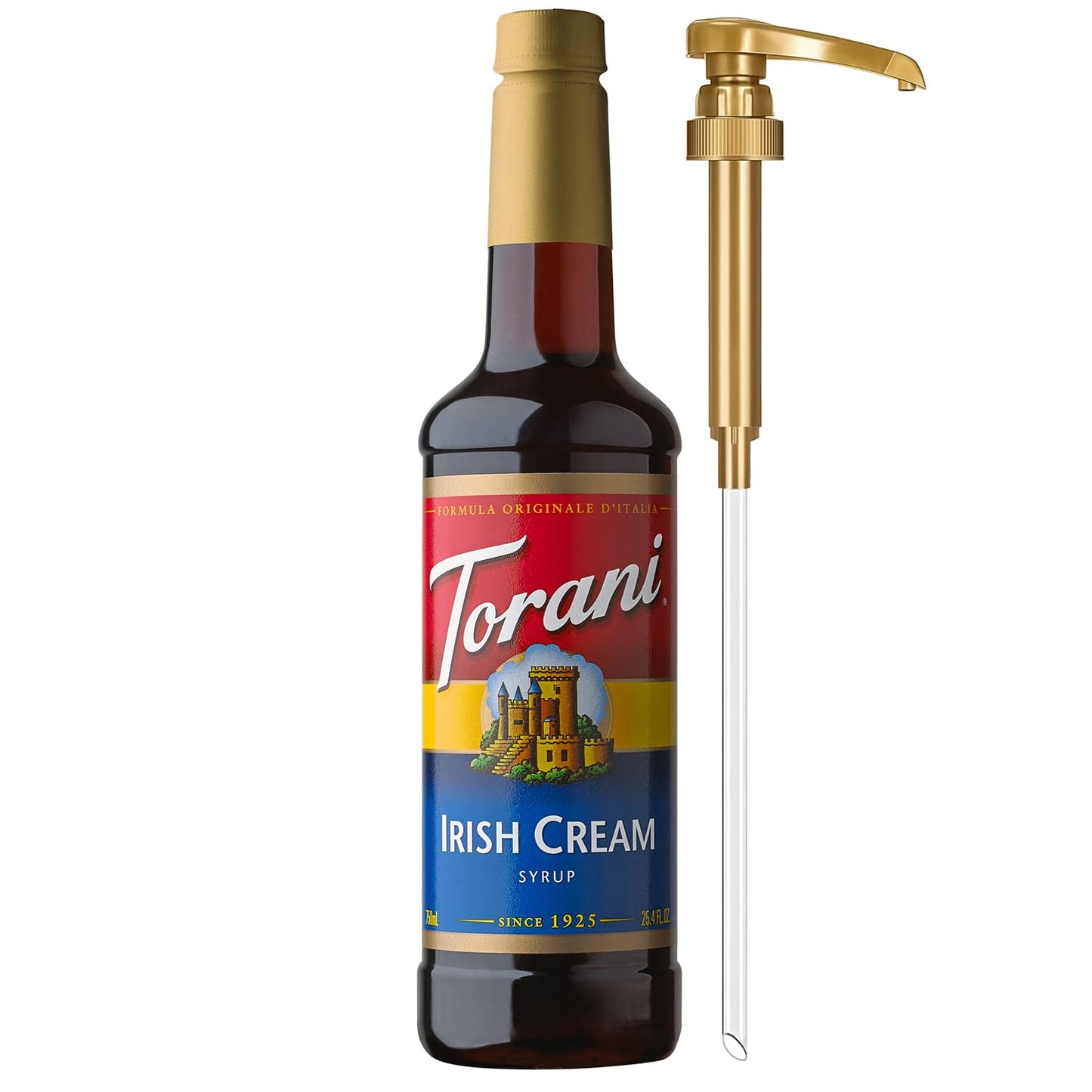 Torani Coffee Syrup, Irish Cream Flavored Syrup for Drinks, Pump Included, 25.4 Fl Oz