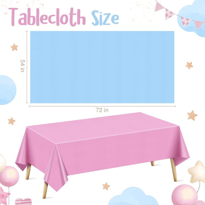 6 Pieces Pink & Blue Series Rectangle Tablecloth, 54x72" Solid Color Waterproof & Spillproof Disposable Plastic Table Cover, Durable Party Tablecloth for Dining, Buffet, Picnic, Outdoor Events