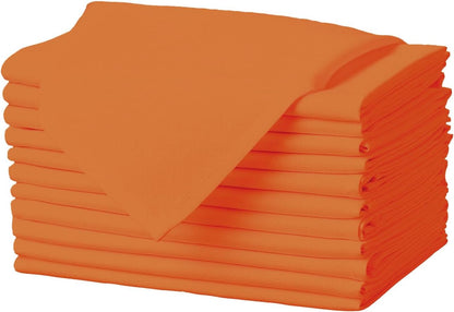 Gee Di Moda Cloth Napkins - 17 x 17 Inch Orange Dinner Napkins - Set of 12 Soft & Absorbent Washable Fabric Cloth Table Napkins with Hemmed Edges for Hotel Restaurant, Holiday Parties & Wedding