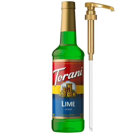 Torani Lime Syrup for Drinks, Flavoring for Iced Tea, Limeade, and Sodas, Pump Included, 25.4 Oz