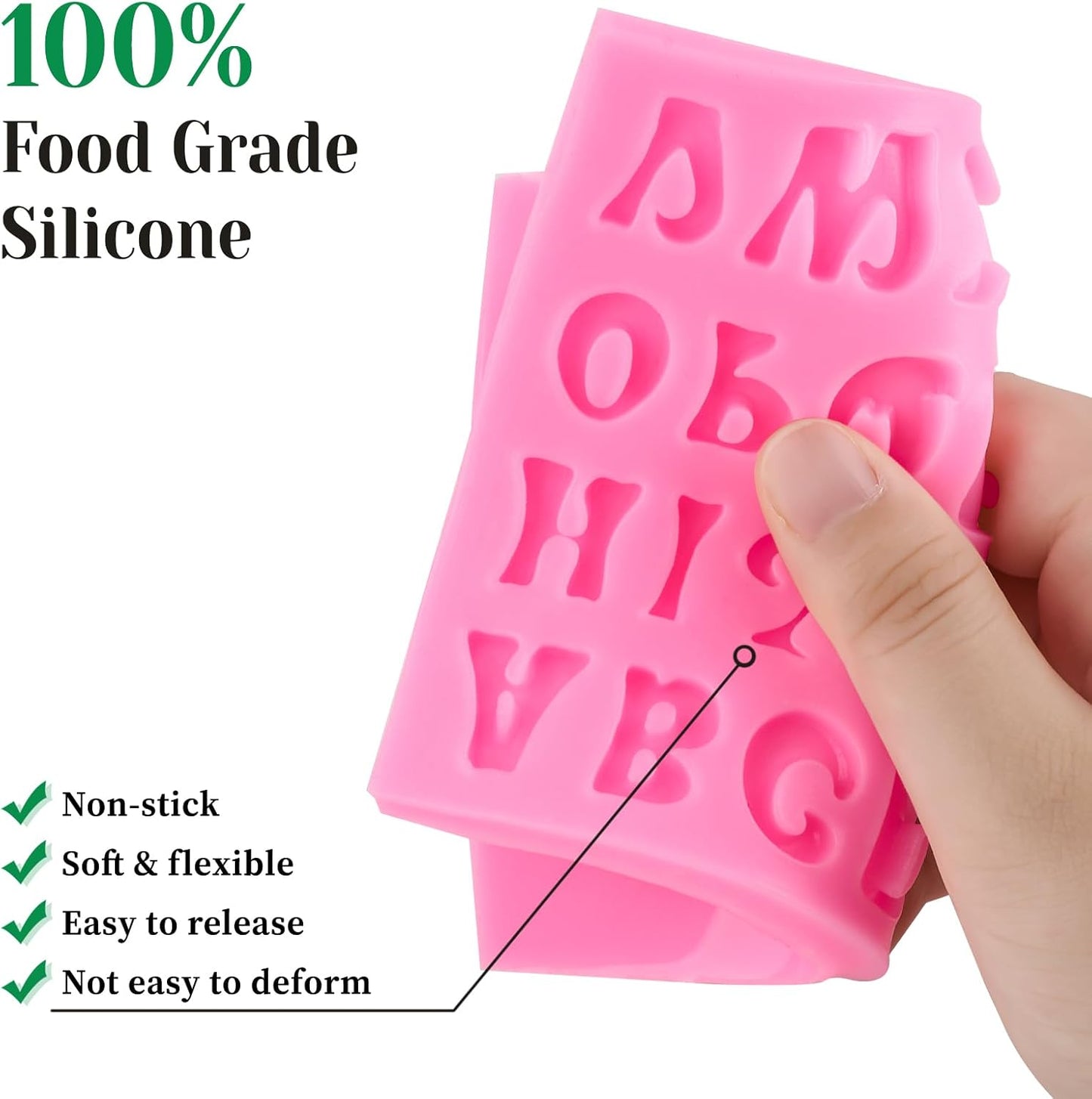 Silicone Letter Molds for Chocolate, 5 Pcs Number Alphabet Chocolate Molds Heart Fondant Molds for Candy Treat Strawberry Cupcake Cake Decoration Clay Resin Candle Making