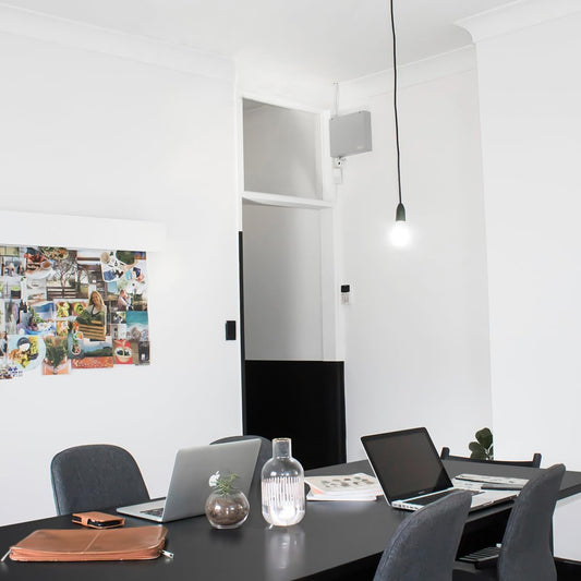 Kaboon Universal Table Top 27.5" D x 55" W, Solid One-Piece Wood Desktop, Universal Wood Countertop, Reversible Melamine Top, Double Desks, Laundry Folding Table, L-Desk, Black