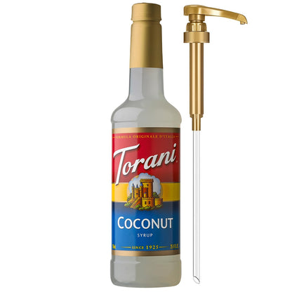 Torani Coconut Syrup for Drinks, Flavoring for Coffee and Cocktails, Pump Included, 25.4 Oz