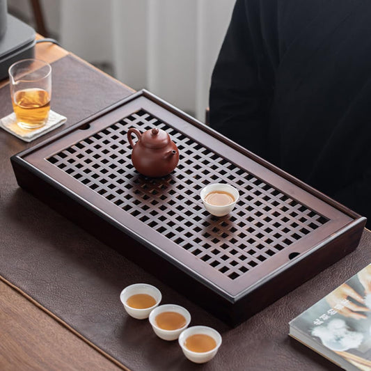 X-Large 19 Inch Bamboo Chinese Gongfu Tea Ceremony Tray with Drain Drainage Tea Box with Water Storage for Kungfu Kung fu Tea Set