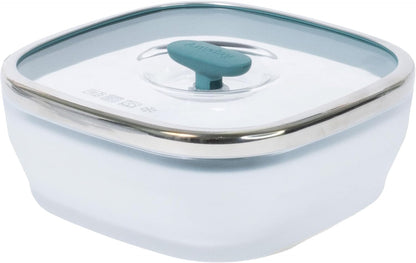 Anyday 5.5-Cup Square Glass Food Storage with Glass Lid | Plastic-Free Meal Prep & Microwave Cookware | Stackable Airtight Storage Container with Vented Lid for Microwave-Safe Reheating