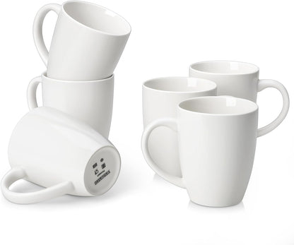 vancasso White Ceramic Coffee Mug Set of 6, 16 Oz Tea Cups with Handle for Latte, Tea, Cappuccino, Milk, Cocoa, Microwave&Dishwasher Safe