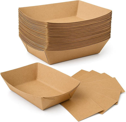 Ruthy’s Outlet Paper Food Trays Disposable Paper Boat, Kraft Serving Boats, Food Holder Trays for Snacks French Fries Nachos Hot Dog Tacos BBQ Party & Concessions (100, 5 lb)
