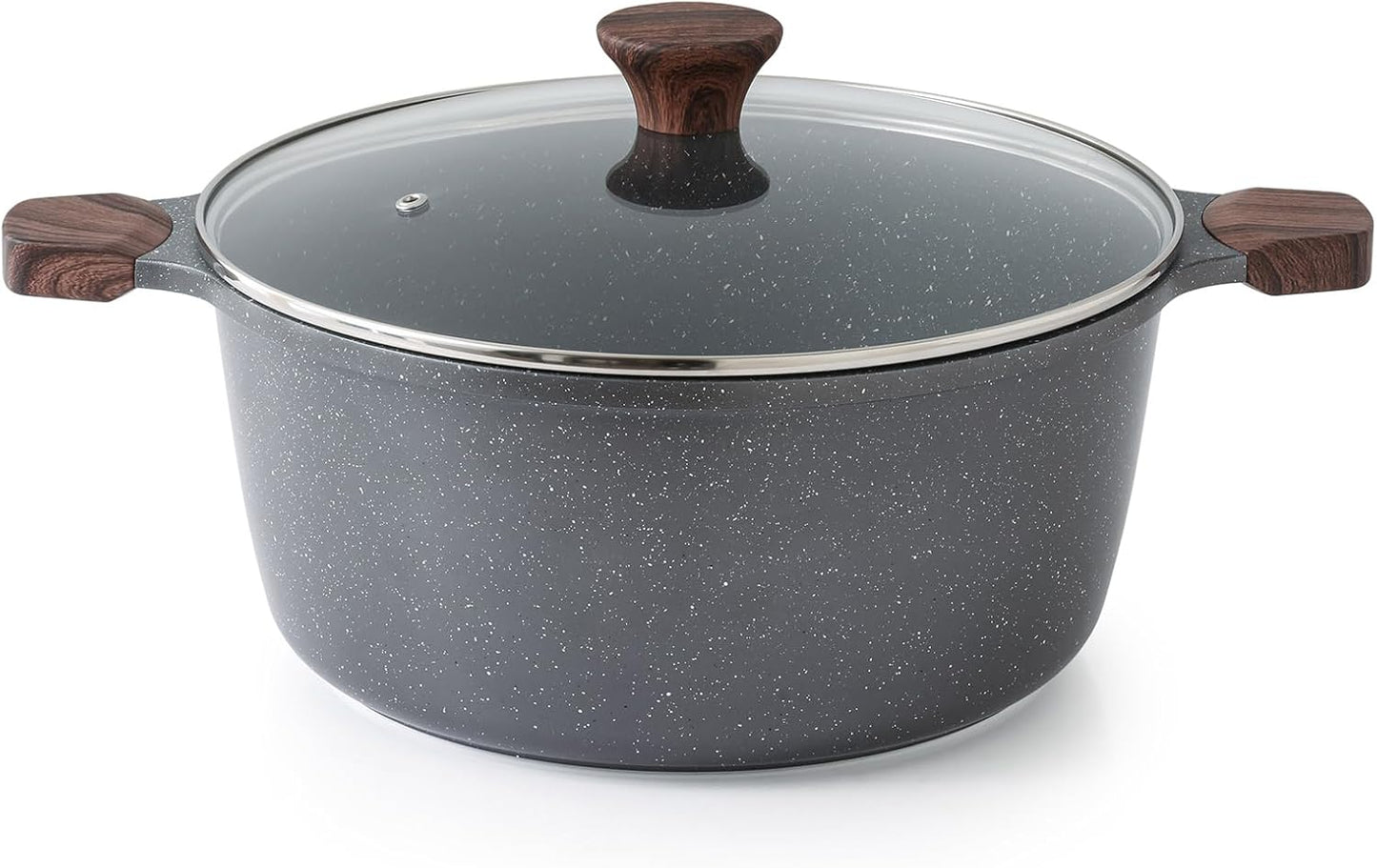 SENSARTE Nonstick Stock Pot with Lid, 7 Qt Induction Cooking Pot with Tempered Glass Lid, Stew Pot with Swiss Nonstick Granite Coating, Pasta Casserole, PFOA PFOS APEO Free, Gray