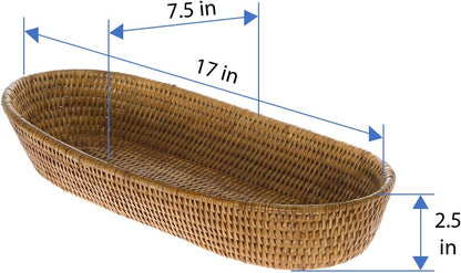 KOUBOO La Jolla Bread Basket | Woven Rattan Basket for Bread, Fruit, & Kitchen Storage | Boho Decor, Food Baskets, Snack Tray, Home Organizer, Honey Brown, Large