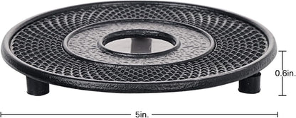 Sungmor Black Cast Iron Teapot Trivet - Heat-Resistant Japanese Tea Pot Stand, Textured Anti-Slip Base for Table and Counter Protection