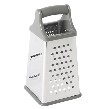 Oster Bluemarine 9-Inch 4-Sided Box Grater – Stainless Steel Cheese and Vegetable Grater, Kitchen Tool for Shredding, Slicing, Grating, Blue/Grey Handle