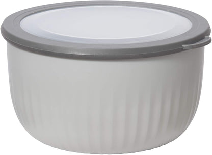 Oggi Prep, Store & Serve Plastic Bowl w/See-Thru Lid - Dishwasher, Microwave & Freezer Safe, (4 qt) Lt Gray w/Dk Gray Lid