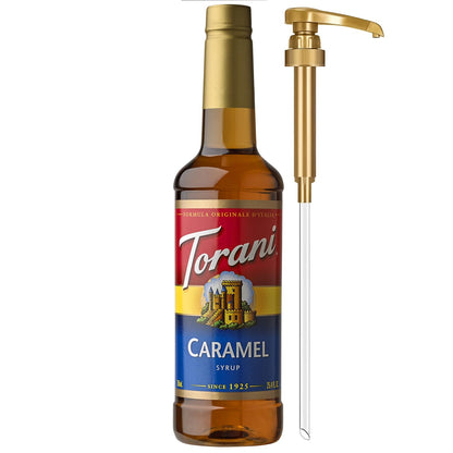 Torani Caramel Coffee Syrup for Drinks & Desserts, Pump Included, 25.4 Fl Oz