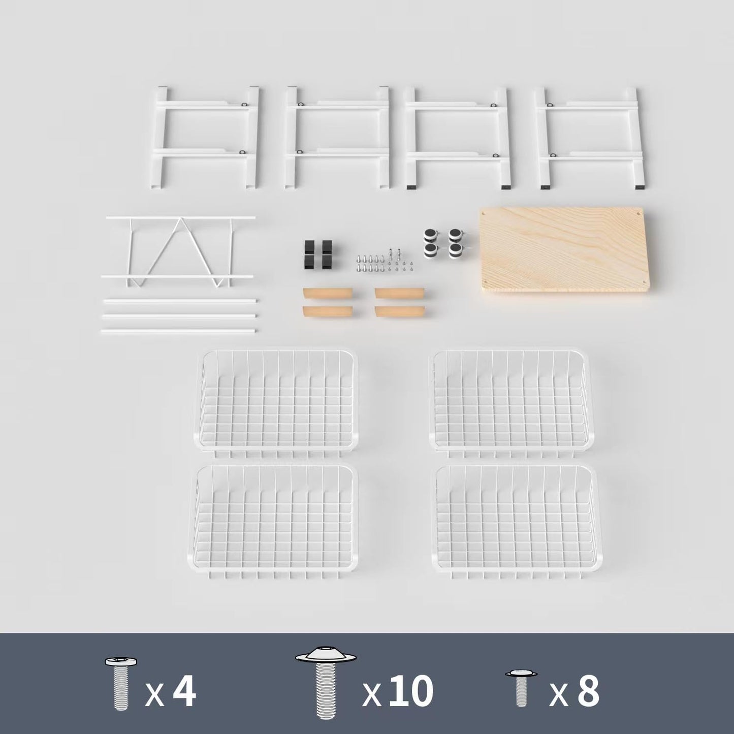 JAQ Fruit Basket for Kitchen, 5-Tier Slide Out Storage Baskets Carts Organizers Drawers with Wood Top Table with Rolling Wheels for Snacks Vegetables Vianderos Para Cocina Modernos (White, 5 Layer)