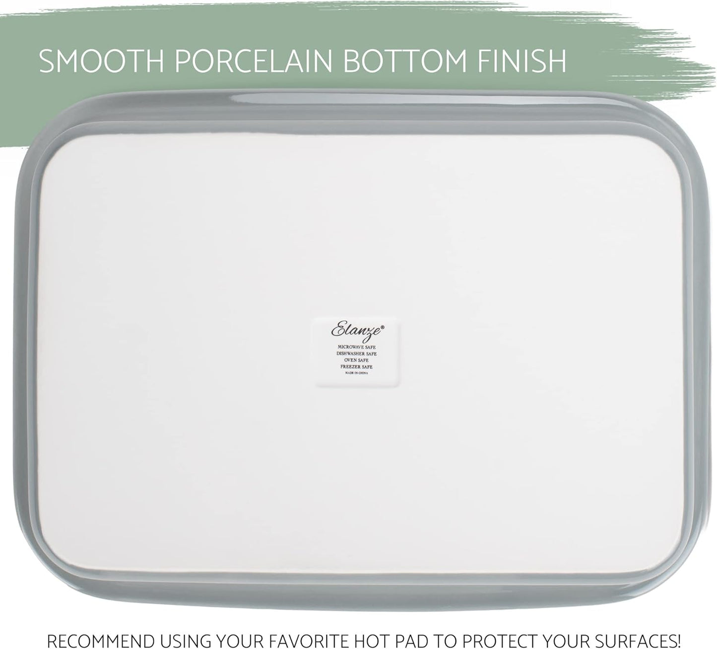 Elanze Designs Large 13 inch Stoneware Porcelain Baking Dish With Stainless Steel Rack, Grey