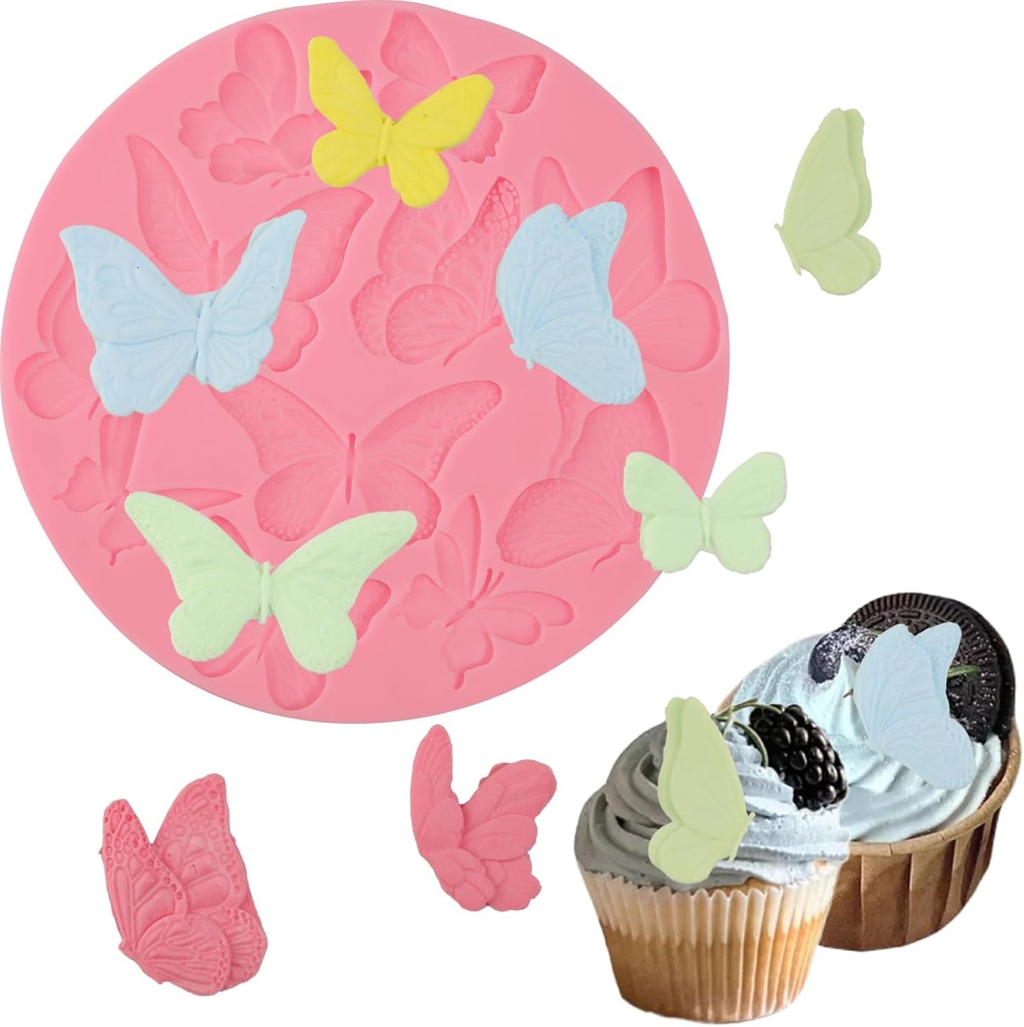 1 Pcs Butterfly Cake Decoration Fondant Mold, Exquisite Animal Shape Silicone Mold, for Wedding Birthday Kitchen Baking Cookies Chocolate Candy Clay Resin Crafts Reusable