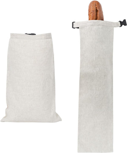 2 Pack 100% Linen Bread Bags for Homemade Bread Sourdough 13 x 19.6 Inch Reusable Bread Storage Bag 7.8 x 28.7 Inch for large Baguette (Linen)