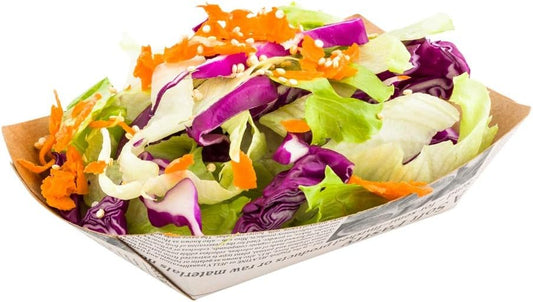 Restaurantware Bio Tek 4 Ounce Paper Boats 50 Disposable #25 Food Trays - PE Lining Durable Blue And White Striped Paper Food Baskets For Concession Stands Picnics or Fairs Stackable