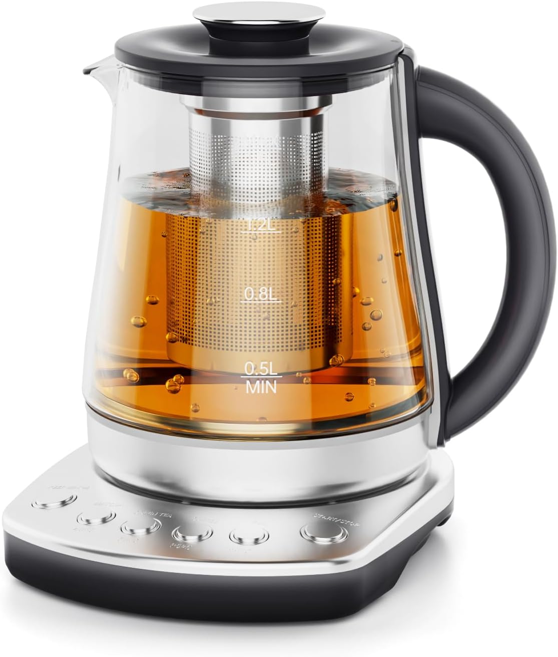 Electric Kettle With Infuser, 1.5L Electric Tea Kettle With Temperature Control, Glass Kettle & Hot Water Boiler,1200W Fast heating for Pour Over Coffee, Brew Tea, Easy to Clean G888B