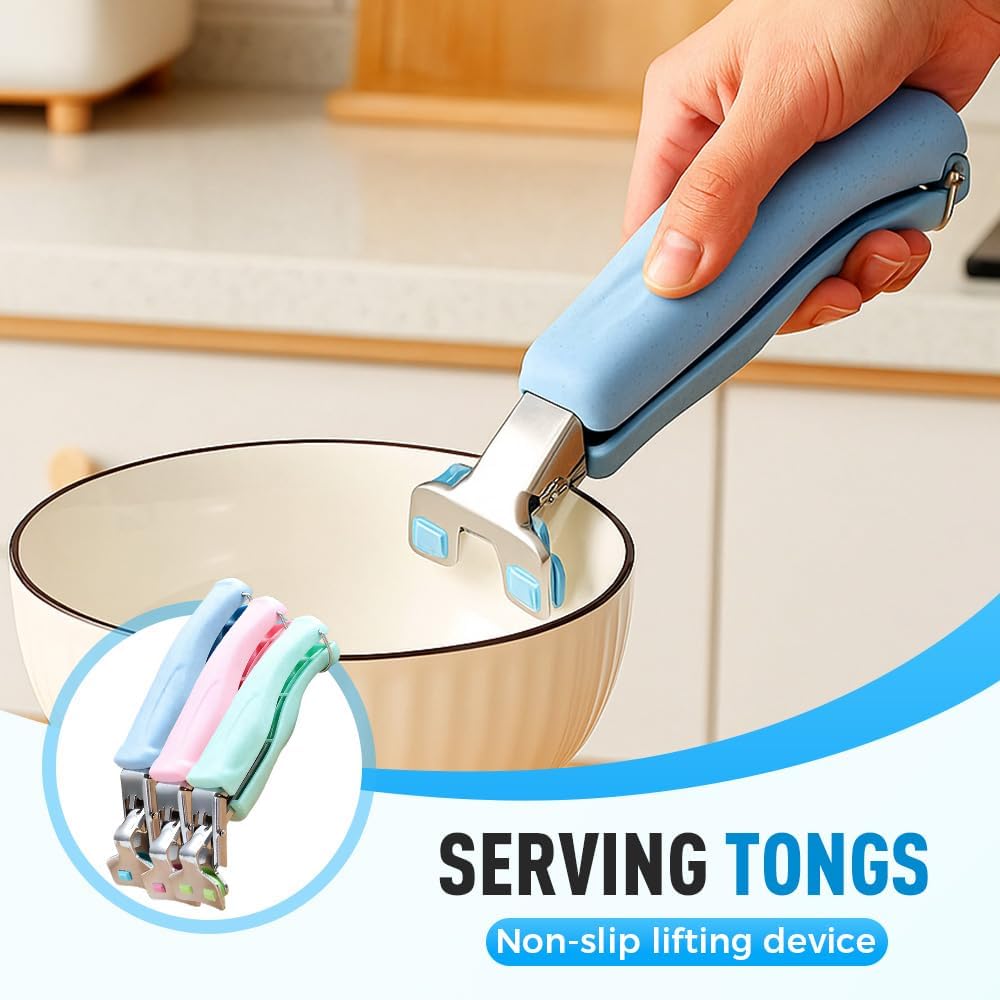 3 Pcs Hot Plate Grippers, 2026 Upgraded Multi Purpose Hot Plate Gripper, Anti-Scald Bowl Dish Grippers for Kitchen (3 Colors-A)